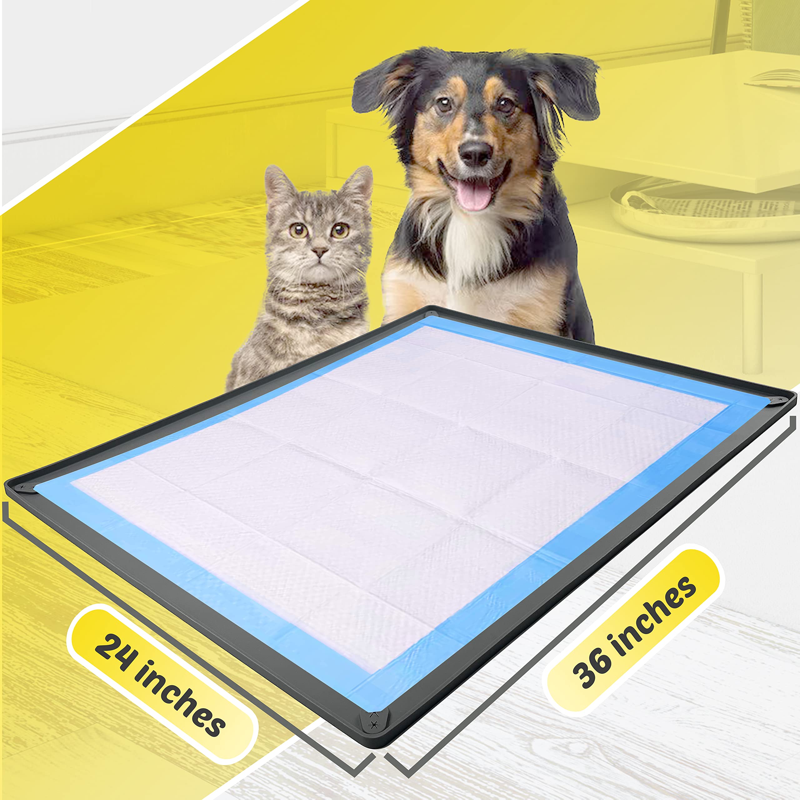 Skywin Dog Pad Holder Tray For 24X36 Inches Training Pads - Easy To Clean And Store Perfect For Dog Potty Tray - Silicon Wee Wee